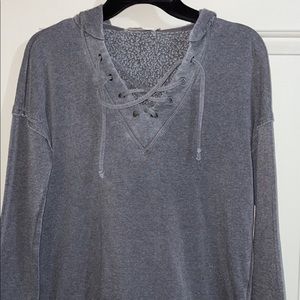 v-neck string hoodie